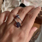 Handcrafted Silver Ring Featuring Double Raw Amethyst Stones