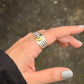 925 Sterling Silver Rose Quartz Square Dual Tone Rustic Ring