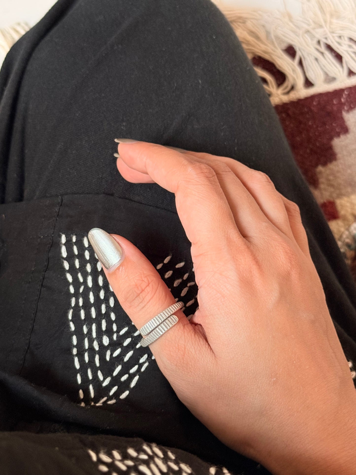 925 Sterling Silver Bohemian Hill Tribe Handcrafted Adjustable Ring