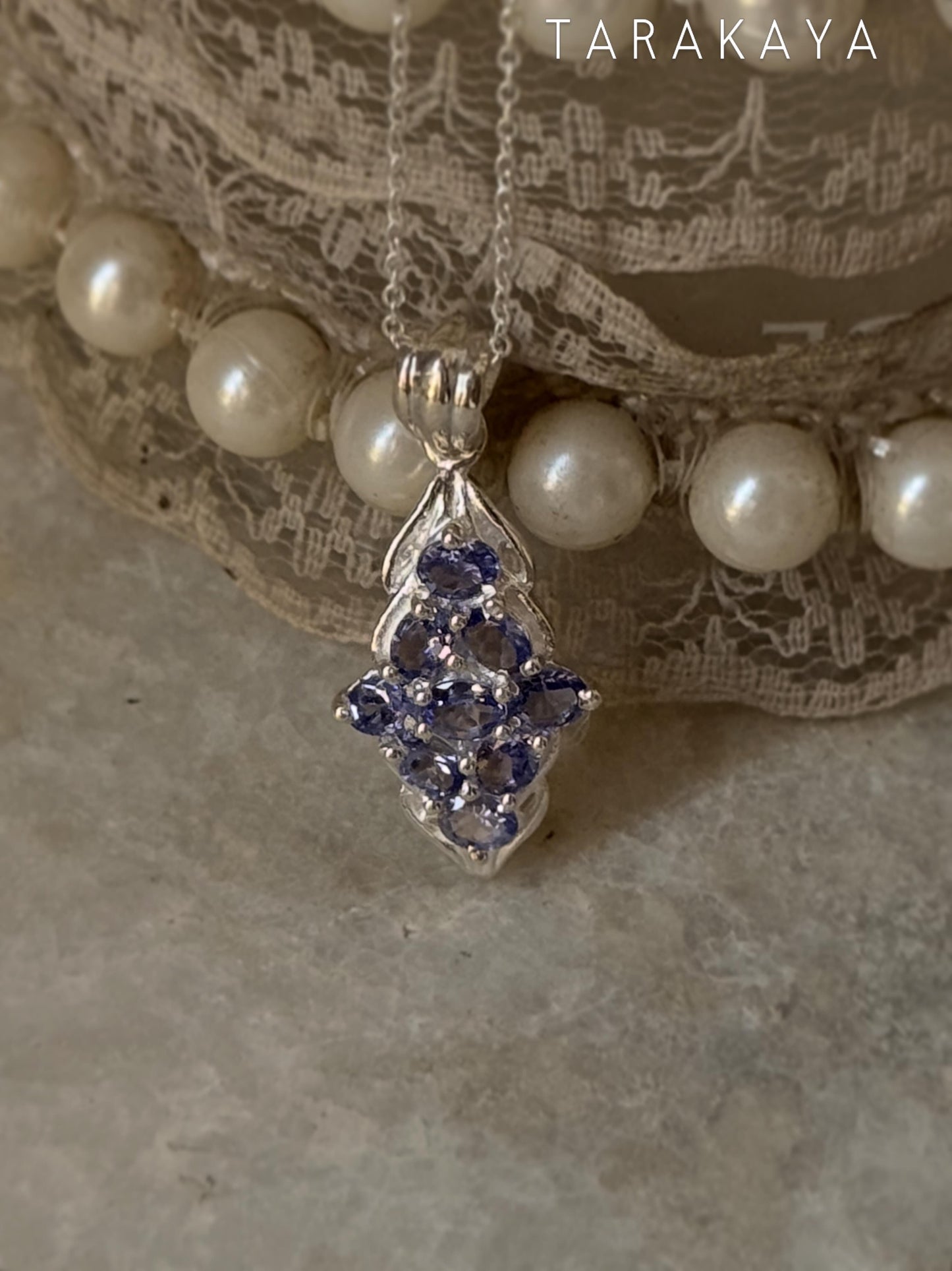 925 Sterling Silver Tanzanite leaf Flower Statement Pendant