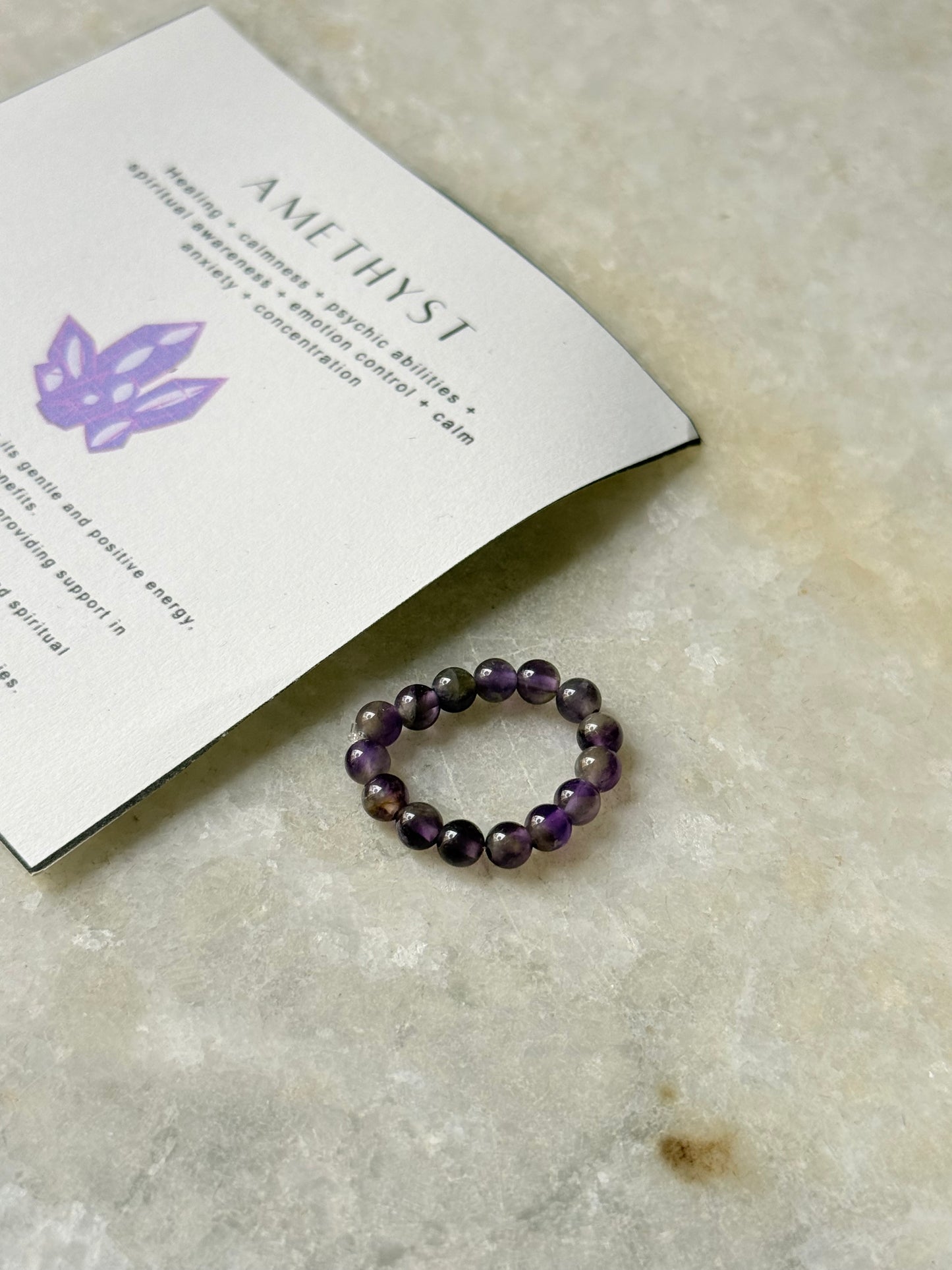 Natural Crystal Amethyst 4mm Stretchy Rings