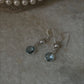 Handcrafted blue topaz checkerboard cut with pearl silver earrings