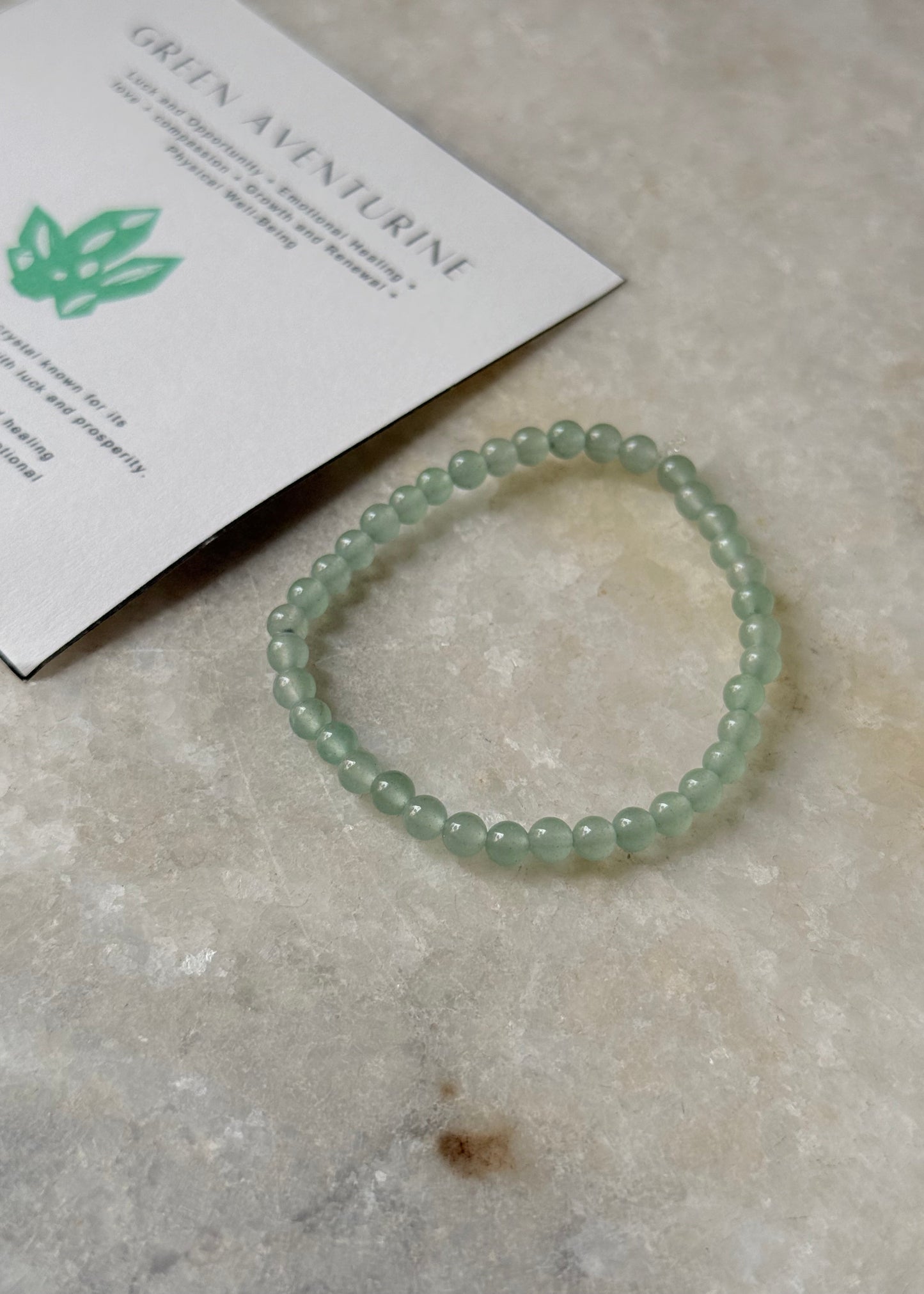 Green Aventurine Plain Round 4MM Crystal Bracelet