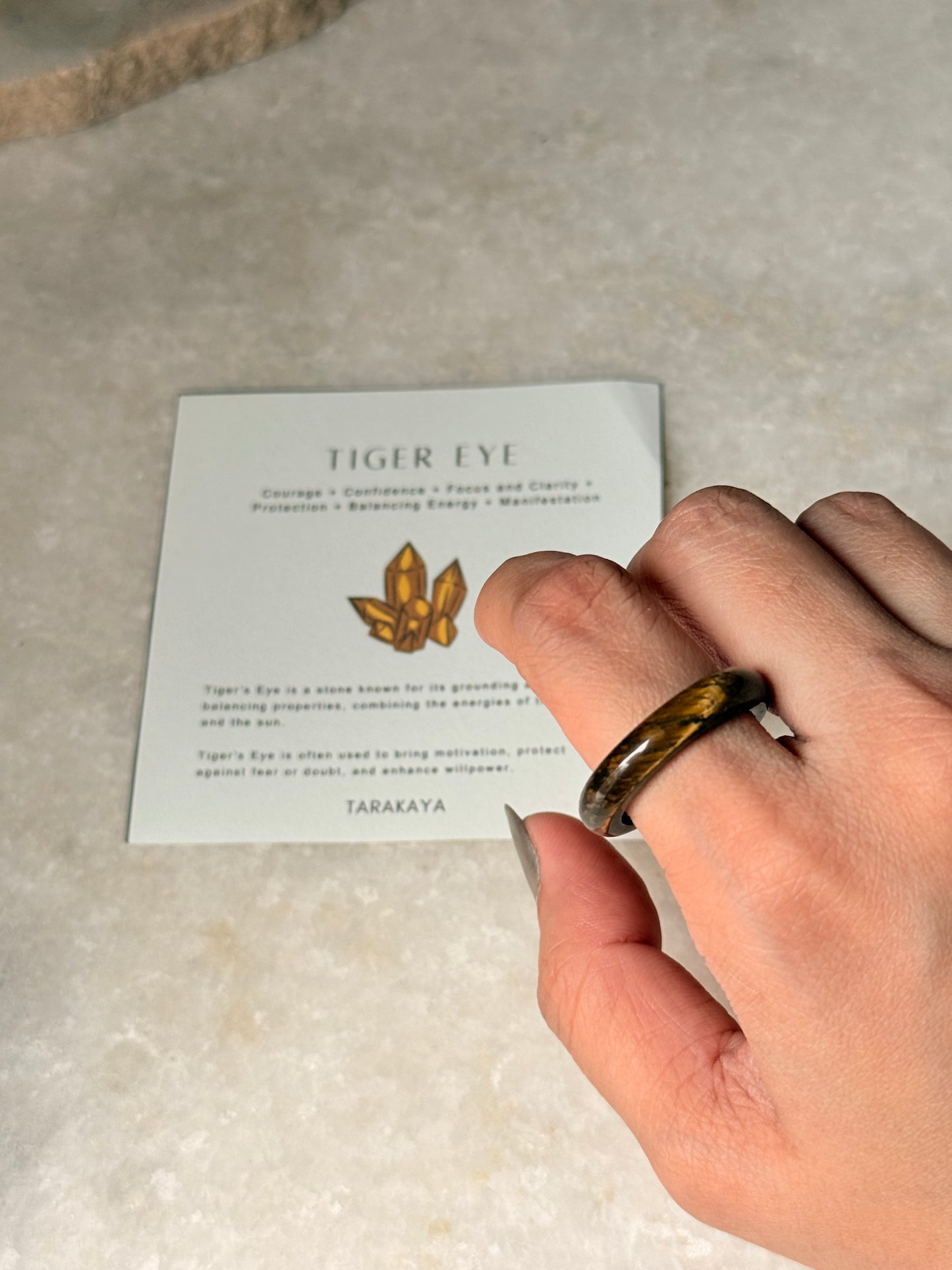 Natural Crystal Tiger Eye Band Ring