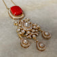 Bridal 925 Sterling Silver Gold Plated Coral Antique Moissanite Polki Necklace