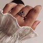 Garnet divine lotus sterling silver ring with delicate flower details