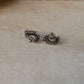 925 Sterling Silver Antique Plain Oxidised Boho Studs Earrings