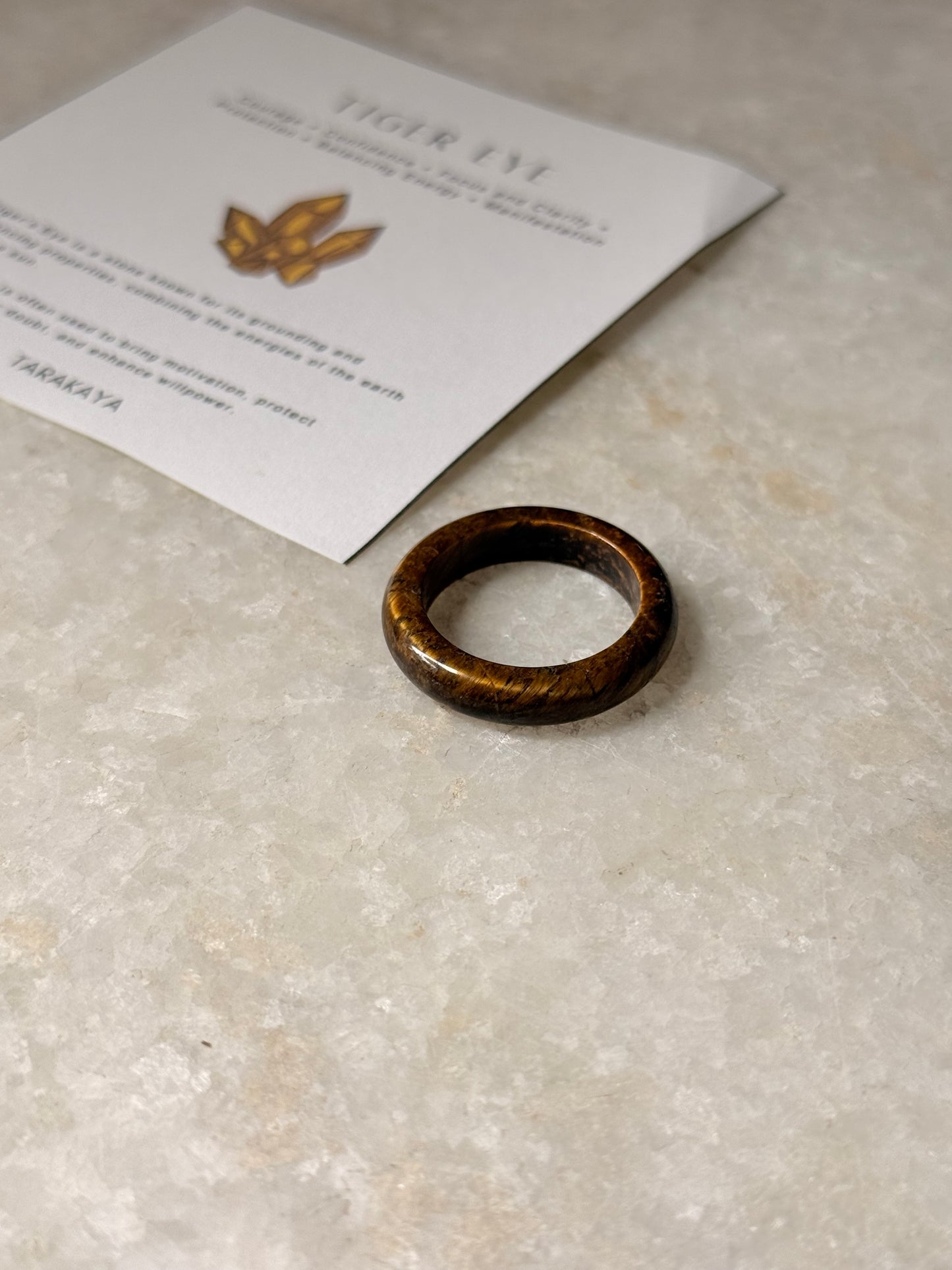 Natural Crystal Tiger Eye Band Ring