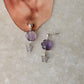925 Sterling Silver Amethyst Floral Charm Butterfly Handcrafted Studs
