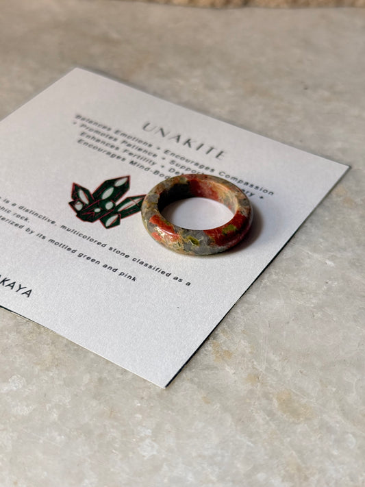 Natural Crystal Unakite Band Ring