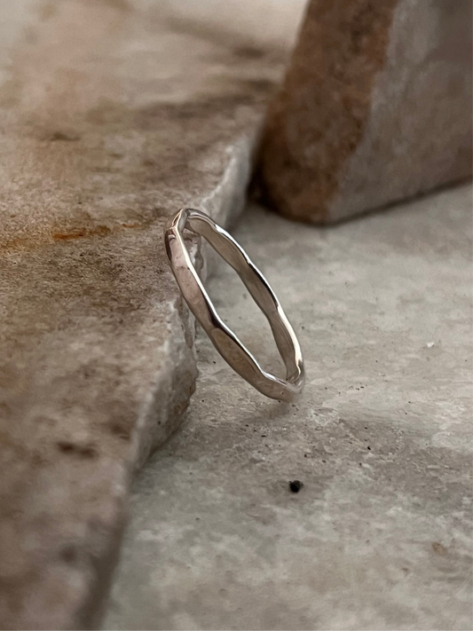Hammered Band Stackable 925 Sterling Silver Ring