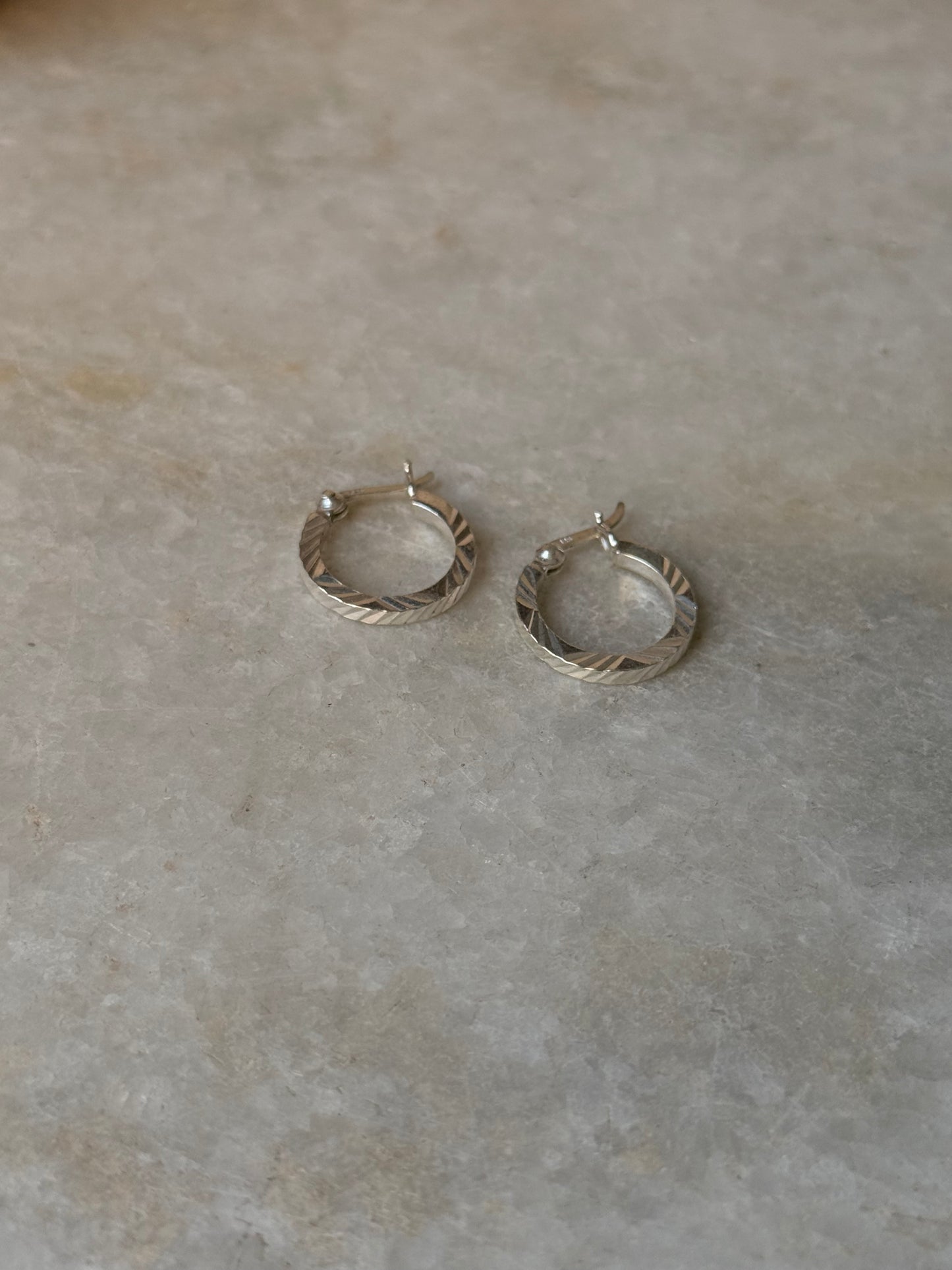 925 Sterling Silver Chunky Italian Laser Design Engraved Hoops