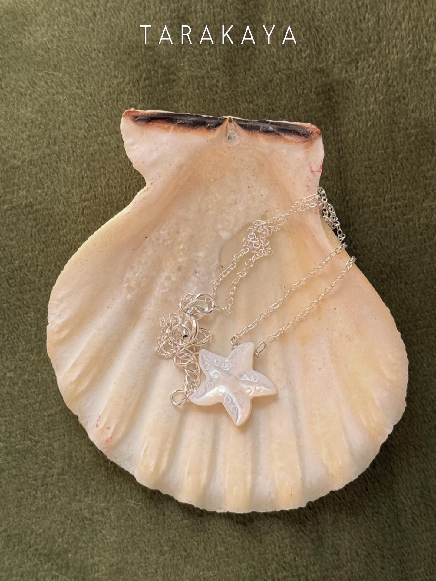925 Sterling Silver Mother of Pearl Starfish Handcrafted Necklace