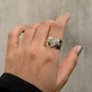 925 Sterling Silver Rose Quartz Square Dual Tone Rustic Ring