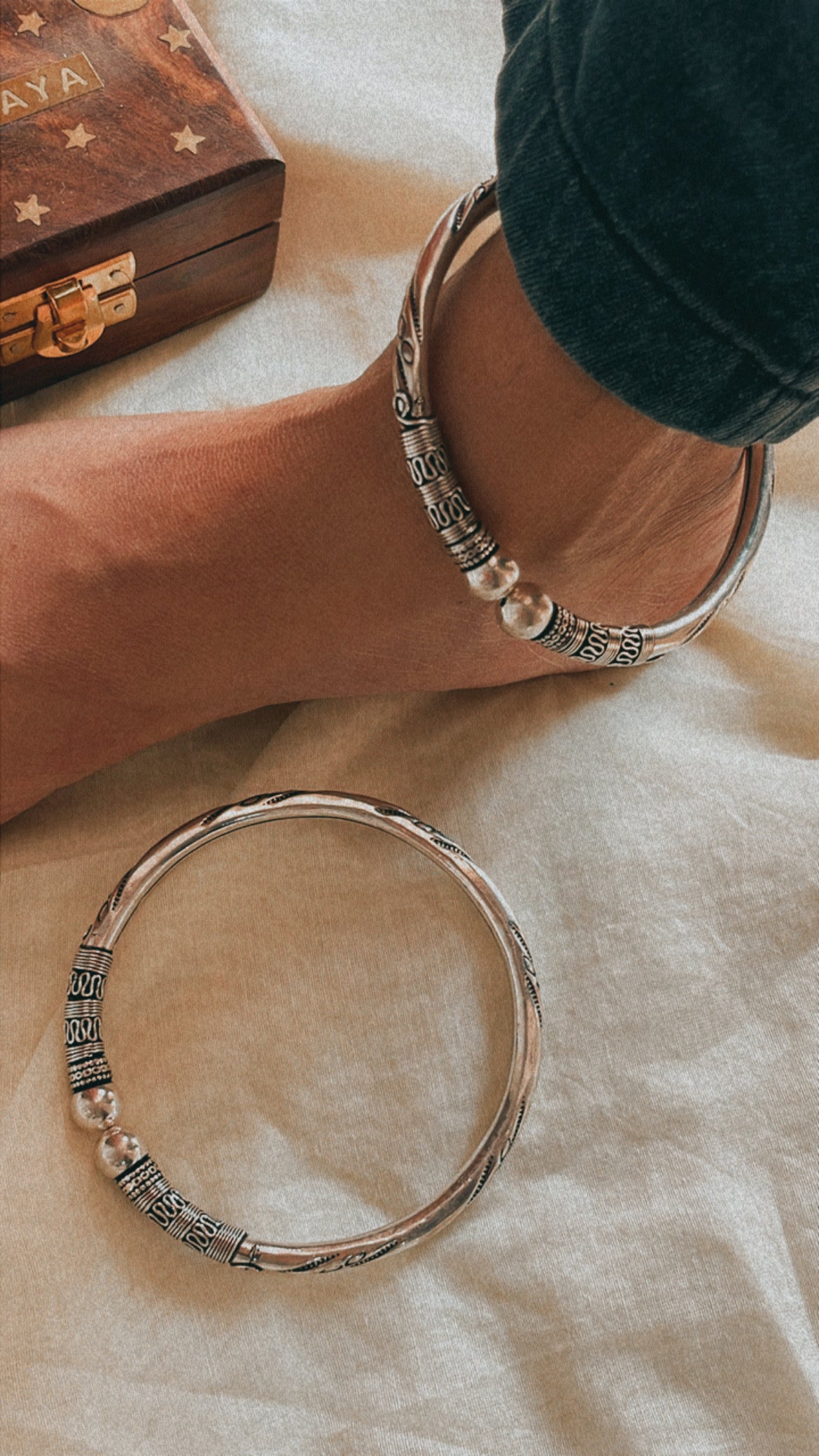 Leg Kada - Design 2 with Intricate Silver Craftsmanship