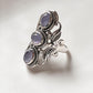 Elegant tanzanite 3 stone silver statement ring