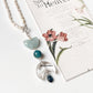 Freshwater Pearl Necklace with Clear Quartz, Aquamarine Butterfly & Apatite Charms