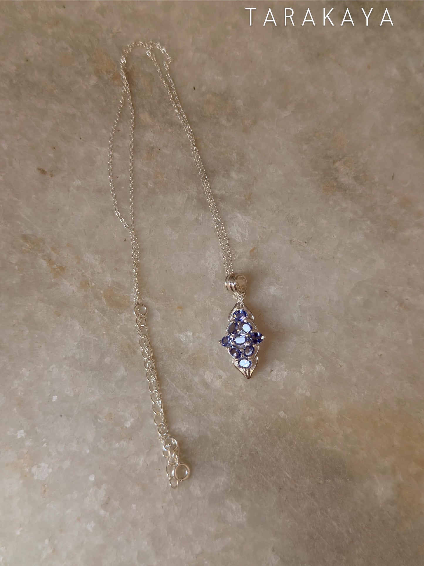 925 Sterling Silver Tanzanite leaf Flower Statement Pendant