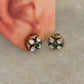 925 Sterling Silver Gold Plated Moissanite Polki Green Onyx Studs Earrings