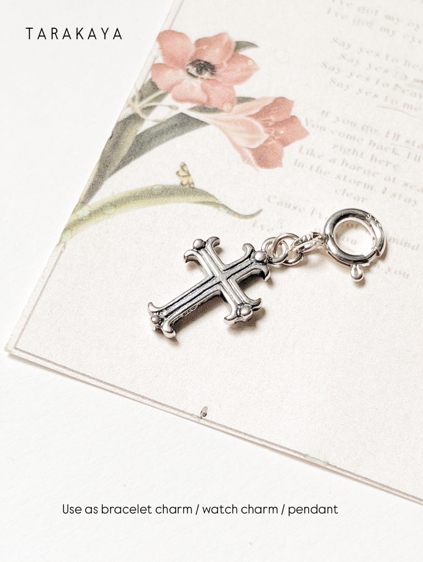 Vintage Italian Small Cross 925 Sterling Silver Pendant /Charm
