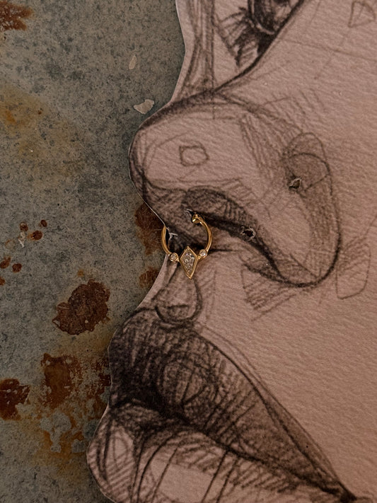 925 Sterling Silver Gold Vermeil Cz Septum clip ons
