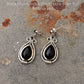 925 Sterling Silver Black Onyx Pear Gothic Handcrafted Studs Earrings