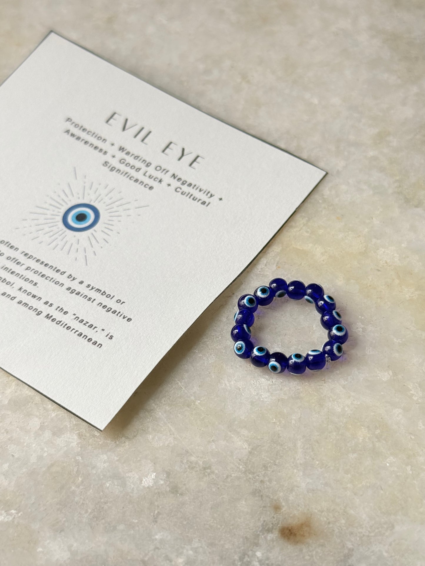Natural Crystal Evil Eye 4mm Stretchy Rings
