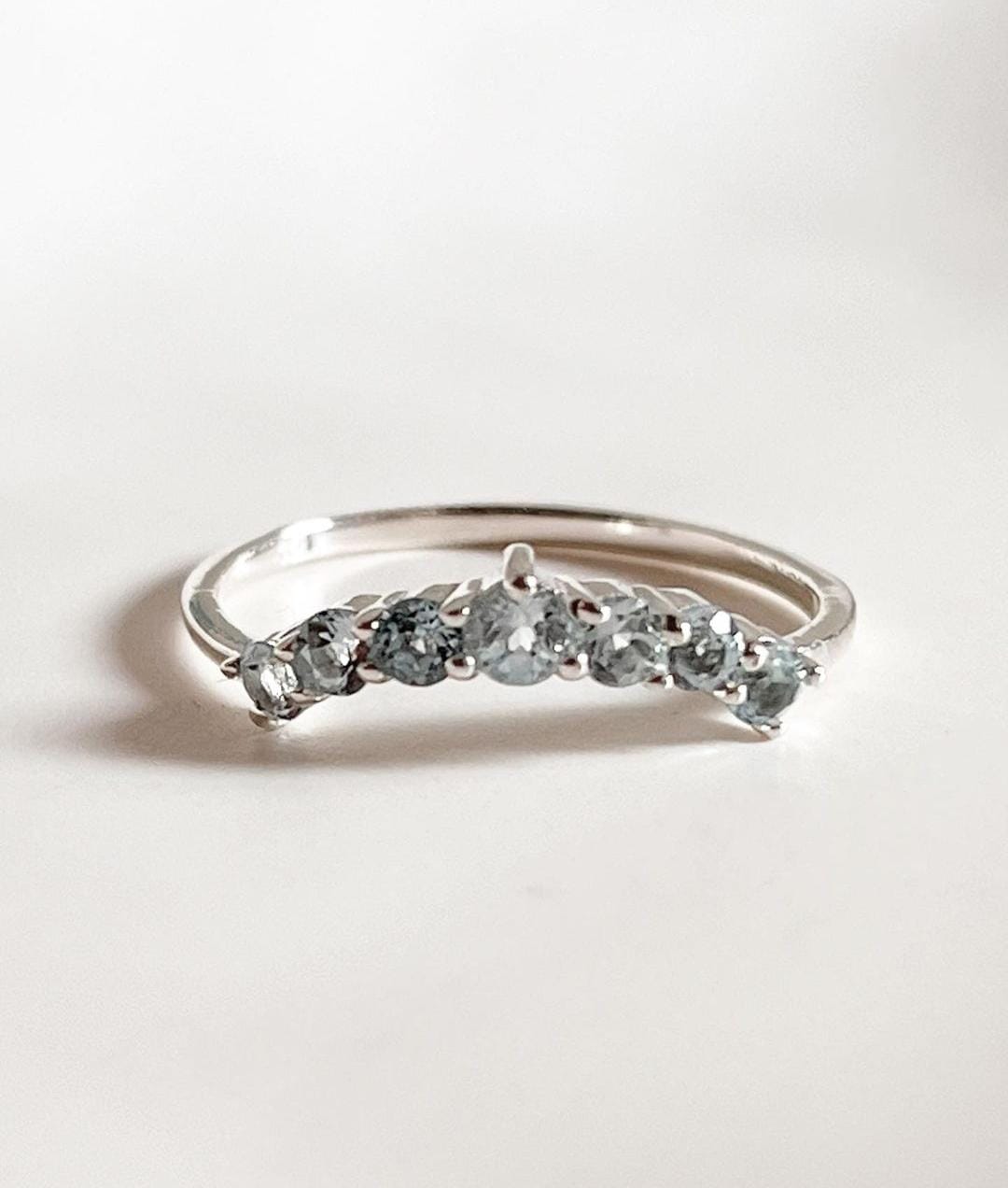 Blue Topaz Crown Stone Silver Ring