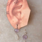 925 Sterling Silver Amethyst Flower , Peridot & Moonstone Earrings