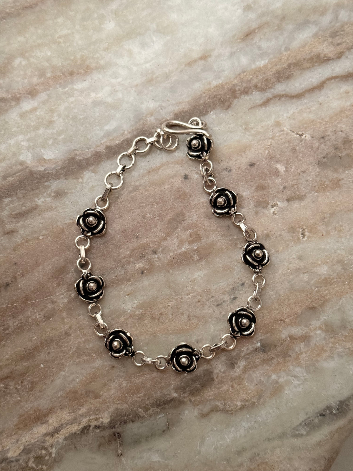 925 Sterling Silver Antique Rose Bracelet