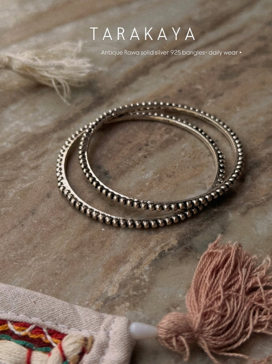 Antique rawa dot ball solid daily wear 925 sterling silver bangle  