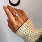 Close-up of deer skull ring in fine sterling silver