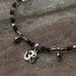 Garnet, Clear Quartz & Smokey Quartz Boho Tribal 925 Silver Choker  