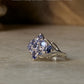 925 Sterling Silver Natural Tanzanite Faceted Flower Vintage Style Band Statement Ring