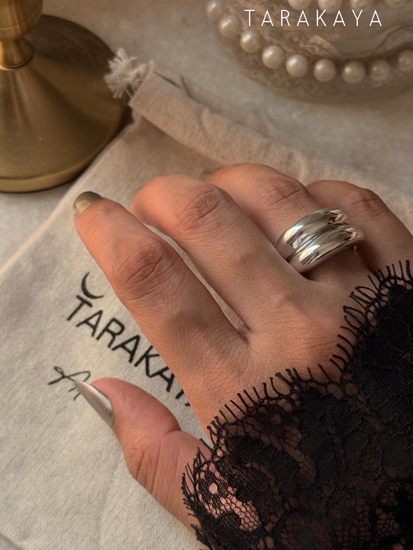 925 Sterling Silver Chunky Twin Hula Dome Band Ring