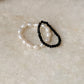 Natural Crystal Stretchy Fresh Water Pearl & Black Spinel Rings