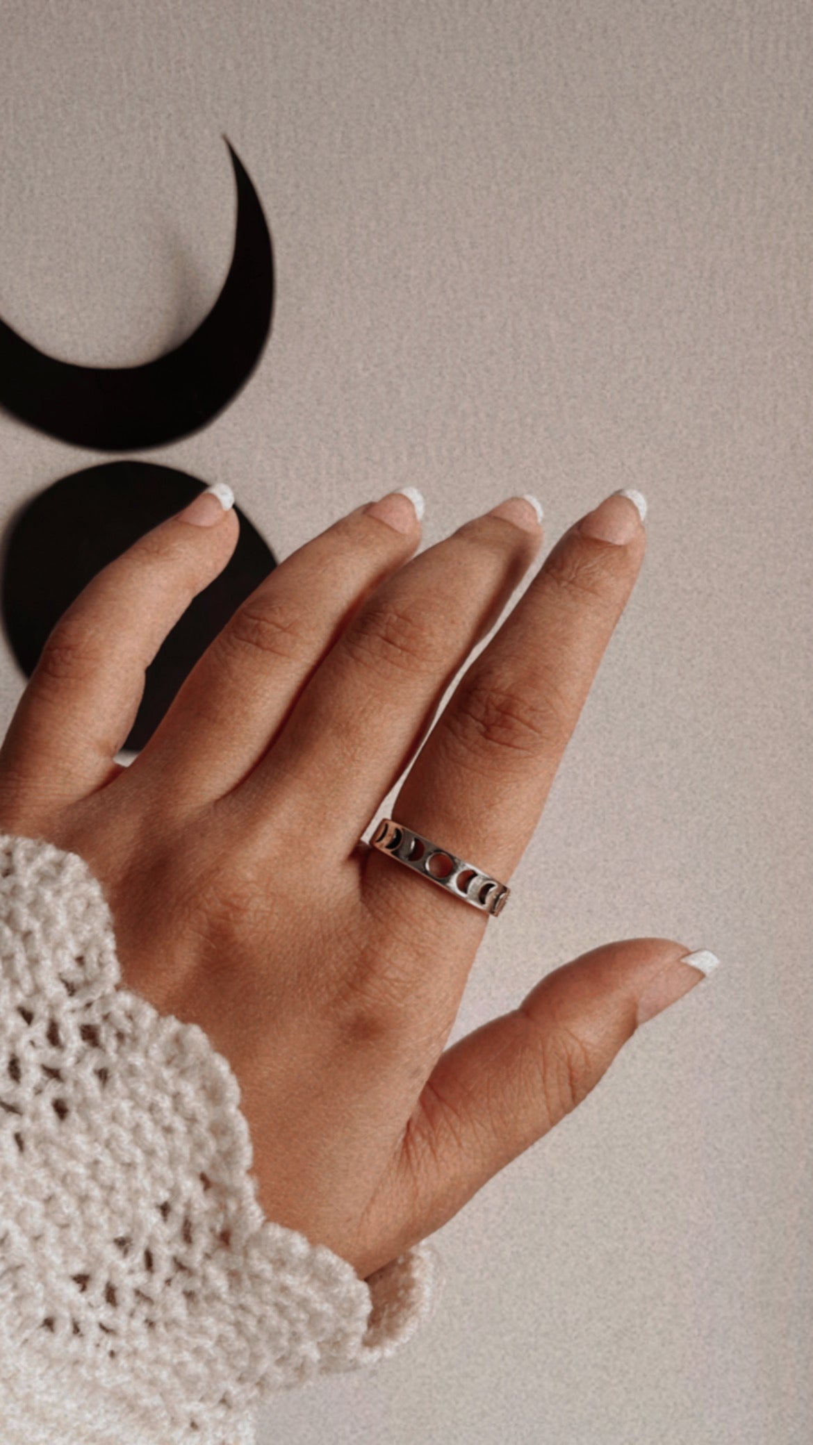 Unique Moon Phases Silver Ring
