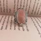 Unique Rose Quartz Oval Silver Ring with Bohemian Touch