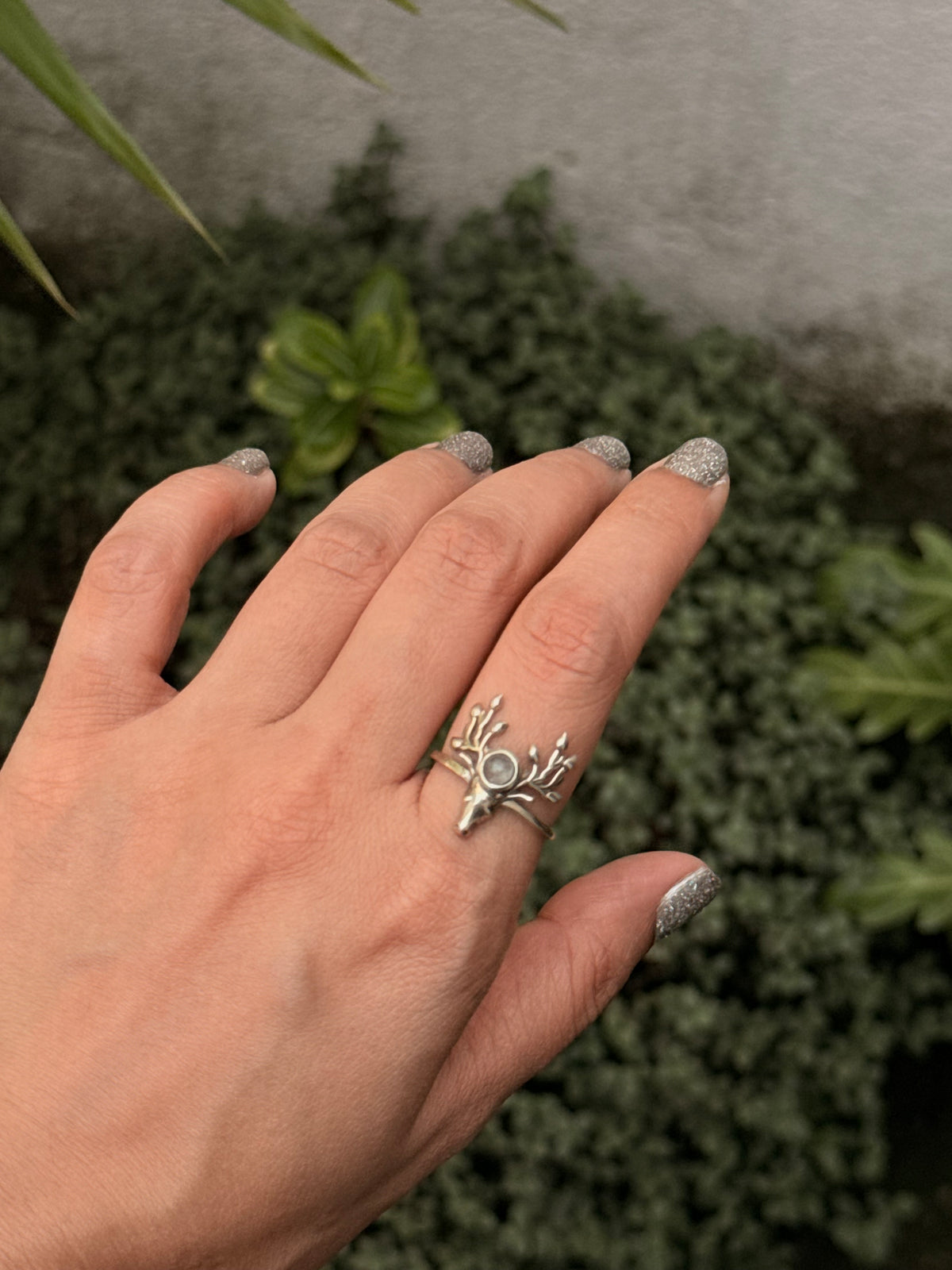 925 Sterling Silver Antler Moonstone Ring