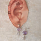 925 Sterling Silver Amethyst Floral Charm Butterfly Handcrafted Studs