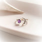 Handmade Amethyst Crescent Moon Ring in Silver 