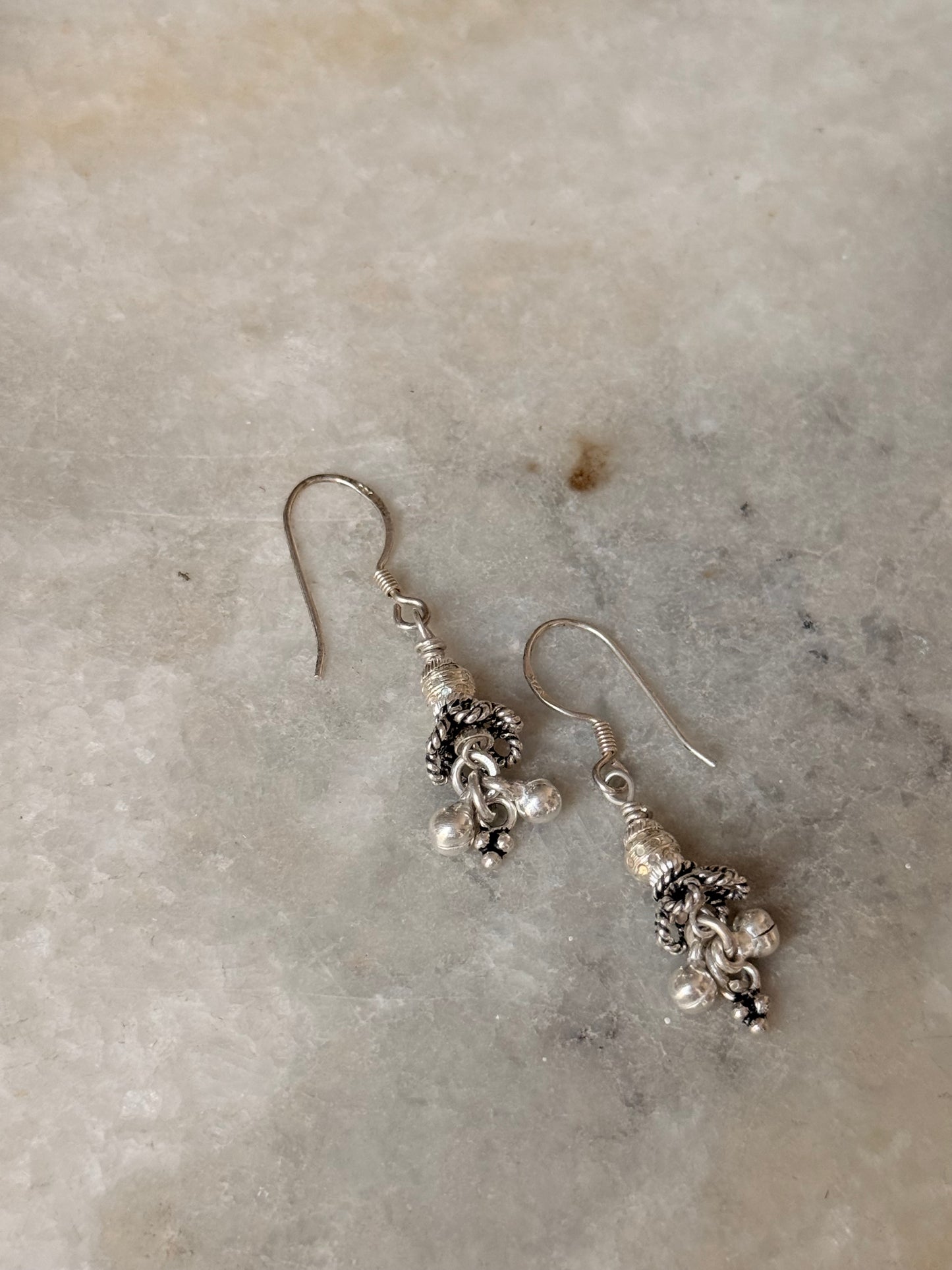 925 Sterling Silver Handcrafted Ghungroo , Rawa Charms ~Jhumki Handcrafted Hook Earrings