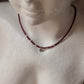 925 Sterling Silver Garnet Box 2mm Flower Charm Necklace