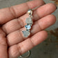 925 Sterling Silver Blue Topaz, Moonstone Raw Cluster Handcrafted One of a Kind Pendant