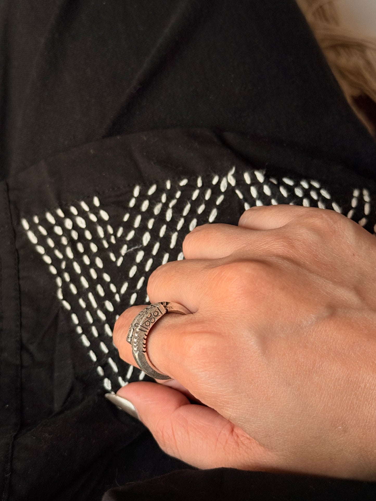 925 Sterling Silver Bohemian Hill Tribe Handcrafted Adjustable Ring
