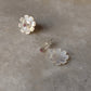 925 Sterling Silver Mother of Pearl Flower Carved Lab Grown Ruby Tiny Studs- 2 in 1