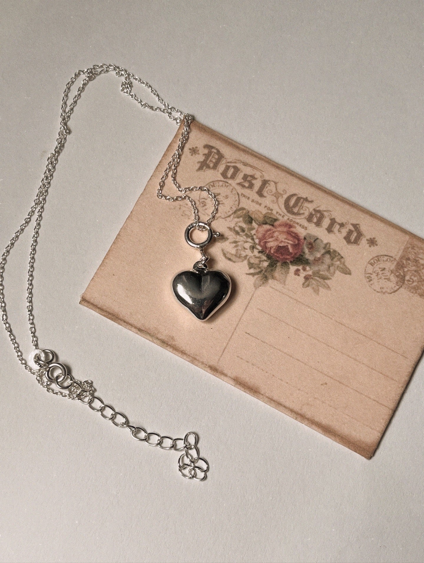 Big Chunky Italian Heart 925 Sterling Silver Pendant /Charm