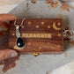 925 Sterling Silver Black Onyx Pear White Topaz Round Handcrafted One of a Kind Pendant