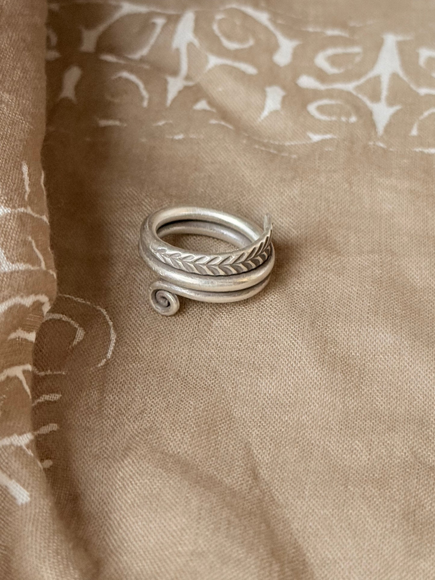 925 Sterling Silver Bohemian Hill Tribe Spiral Handcrafted Adjustable Ring