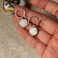 925 Sterling Silver Mother of Pearl Rose Carved Charm Italian Hoops